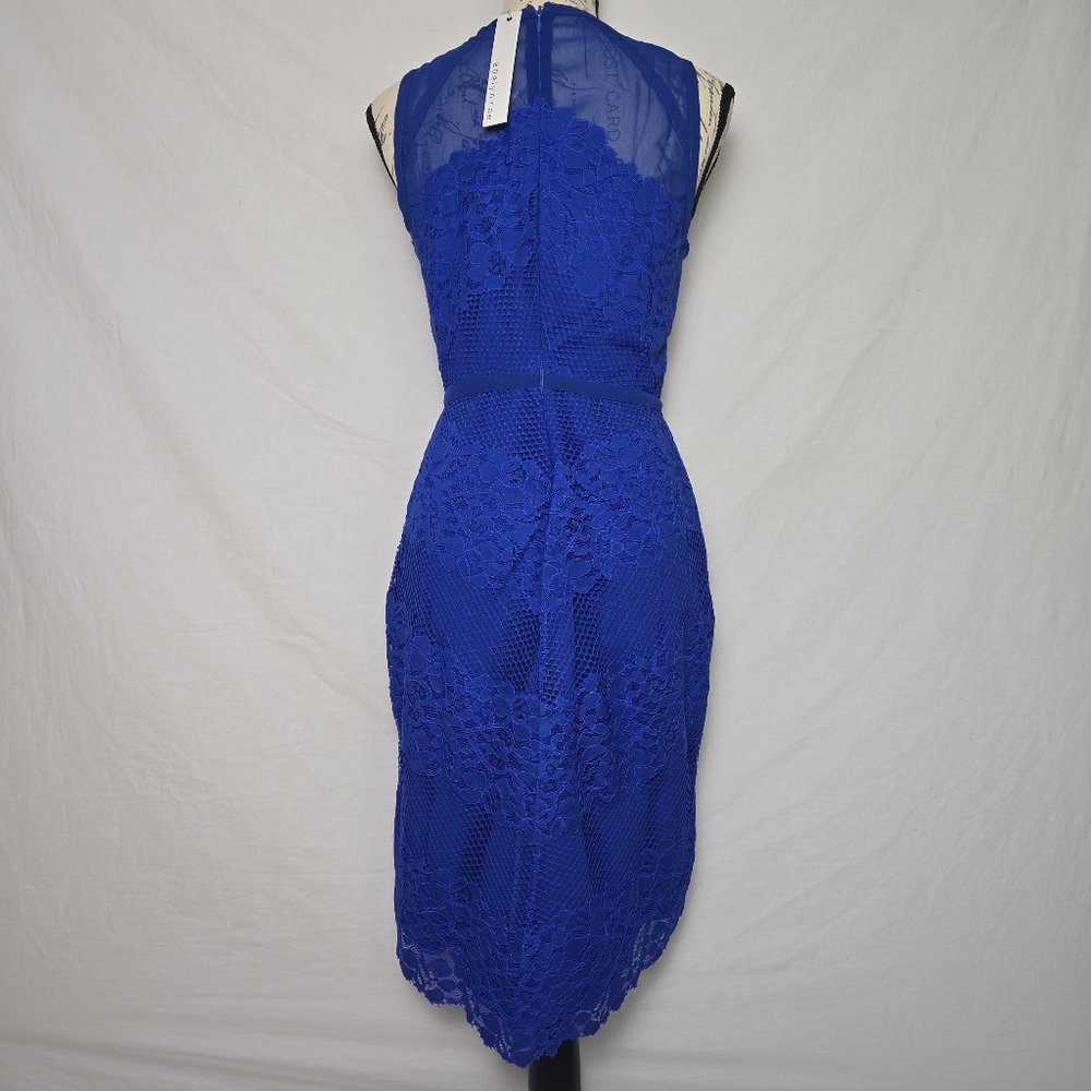 Adelyn Rae Royal Blue Lace & Mesh Sleeveless High-Low Dress - Small - Picture 3 of 5